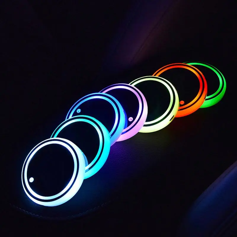 Newly Design Car Interior Accessories LED Luminous Cup Bottle Drinks Mat Water Cup Pads Holder Coaster
