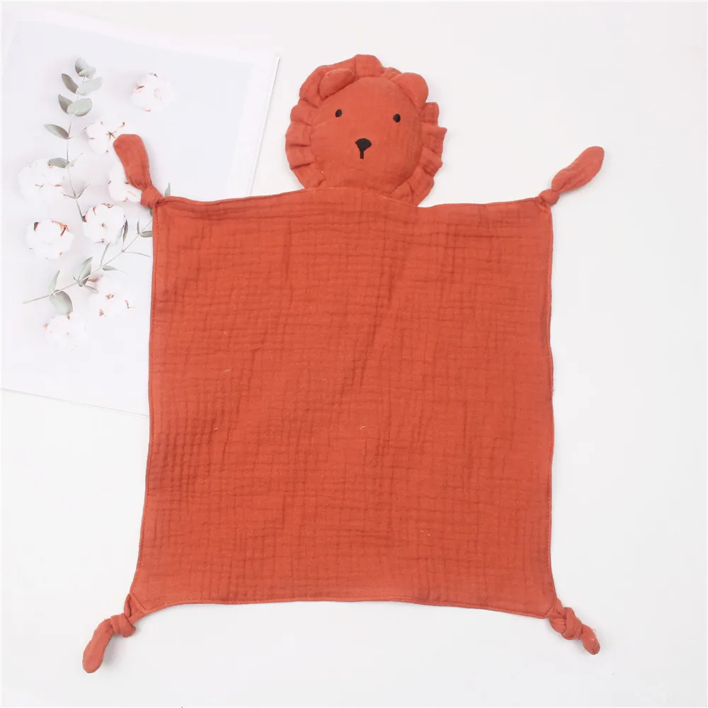 Lovey Animal Baby Towel 100% Cotton Infant Soft Plush Toys Lion Baby Sleep Soothing Towel