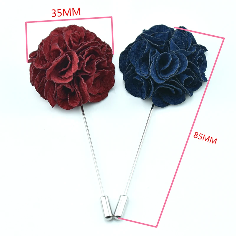 hot sale handmade fabric flower shape lapel pin brooches for men