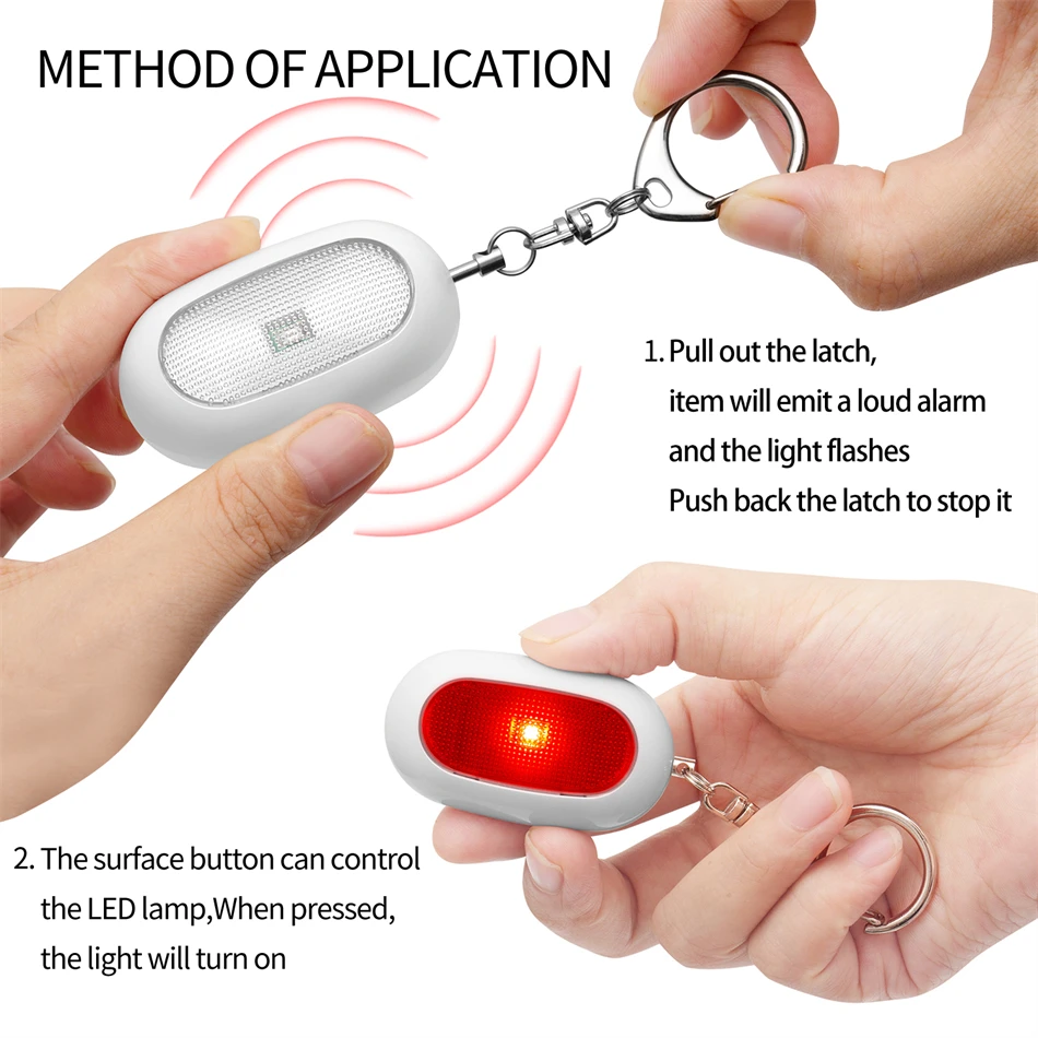 Factory Price Bright Light Loud Safety Buzzer Personal Security Alarm Keychain With Led Flash Light