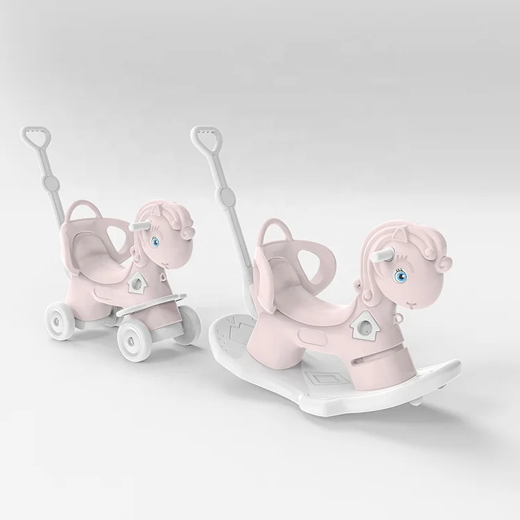 2021 New Style Factory Supplier Plastic Kids Rocking Horse With Wheels  And Single Handle