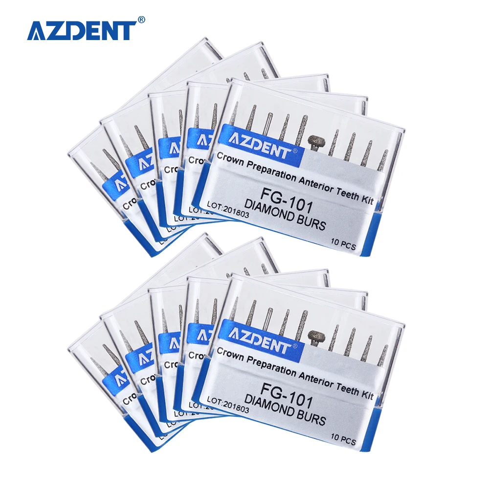 AZDENT FG-101 10pcs High Speed Dental Diamond Burs