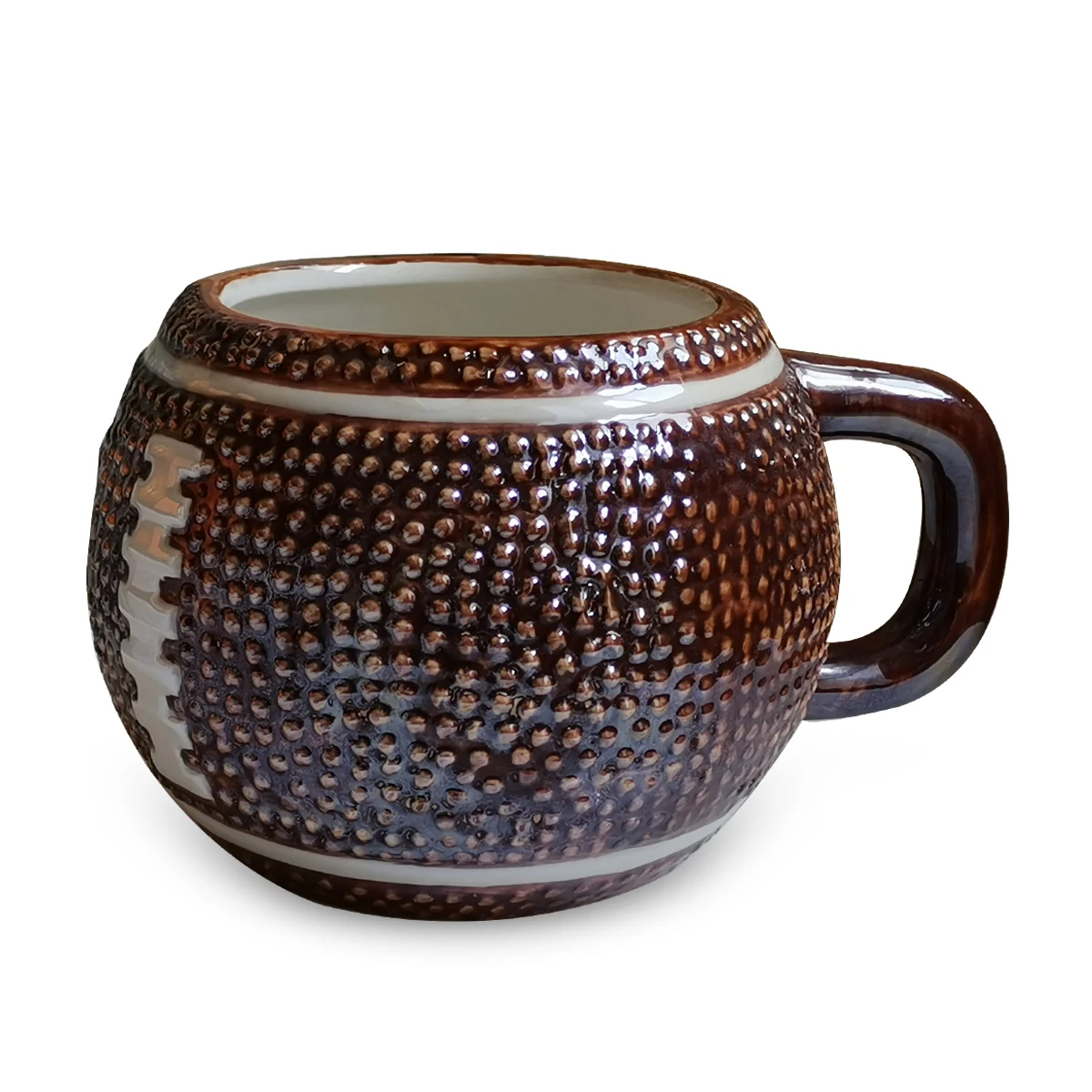 Wholesale Ceramic Mug in Basketball Shape with Pearlized Glaze Ceramic Handpainted 3D mugs Stoneware Basketball Coffee Mug