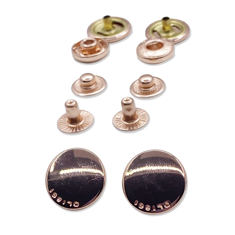 OEM accessories logo design round press shirt wrapping brass  cover custom denim shirt clothes snap button