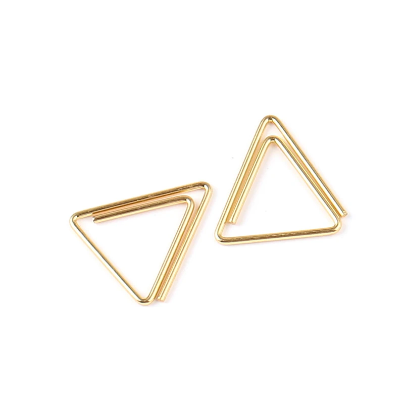 School supplies paper clips golden metal Japanese design triangle paperclip