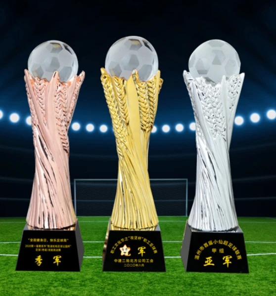 Hypercrafts Gold Silver bronze football soccer basketball sports resin customized trophy awards
