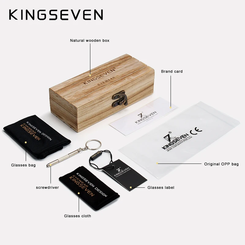  Очки солнцезащитные KINGSEVEN поляризационные модные брендовые дизайнерские цветные зеркальные солнечные очки из орехового дерева ручная