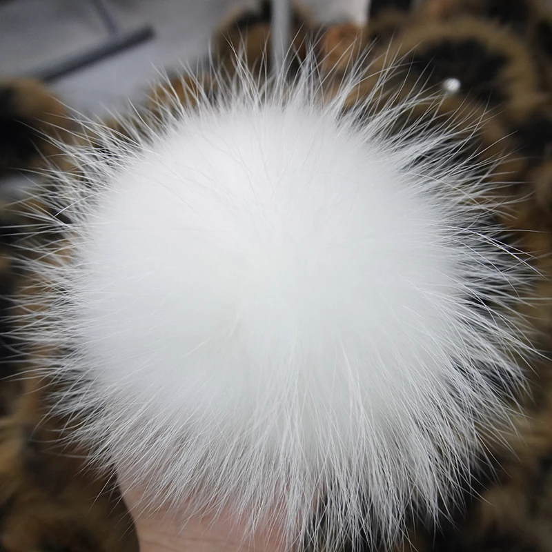 fluffy large 15cm 13 cm recycled detachable real raccoon fur pompom balls for hats for garment