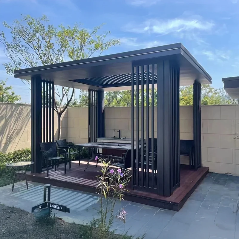 Aluminum alloy pavilion The gazebo includes Light strips and grilles landscape screen garden Gazebo customized gazebo