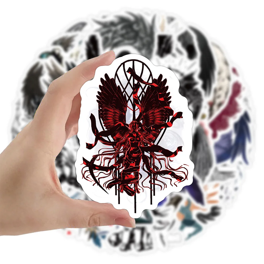 52Pcs Cartoon Fallen Angel Wings Hand Drawn Graffiti Stickers For Gift Bottle Waterproof Demon Lucifer Sticker