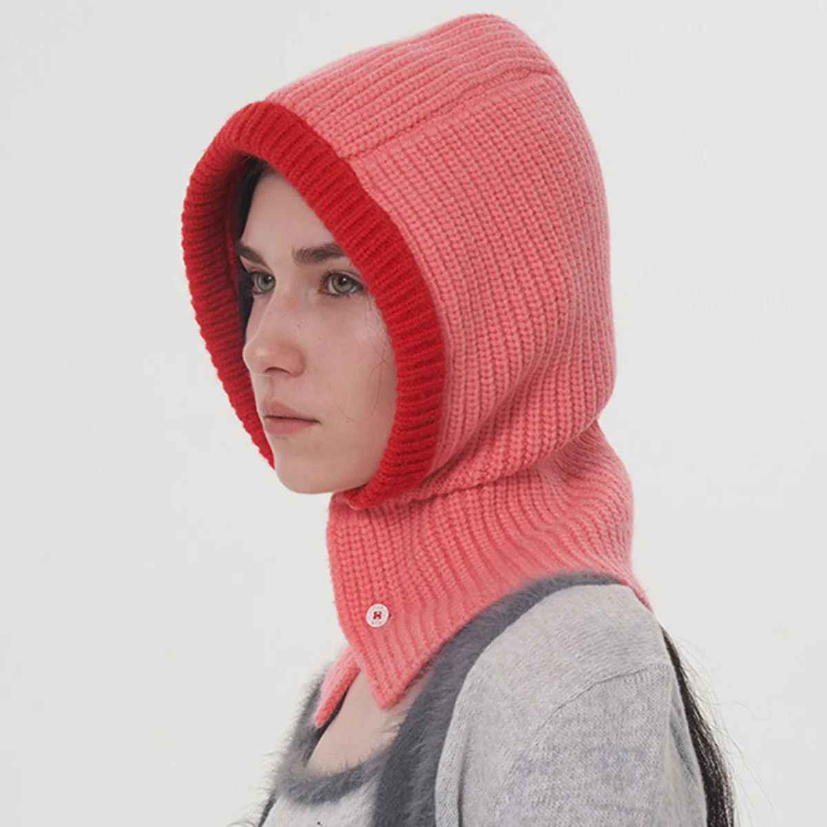 CPC Ladies Wholesale Fashion Balaclava knitted Winter Buttons Bib Men Warm  Cap Women Wool Scarf Caps Balaclava Mask Beanie