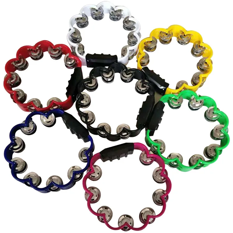 Двухрядный бубен для взрослых в форме цветка музыкальный металлический Джингл Ручной Ударный барабанный инструмент