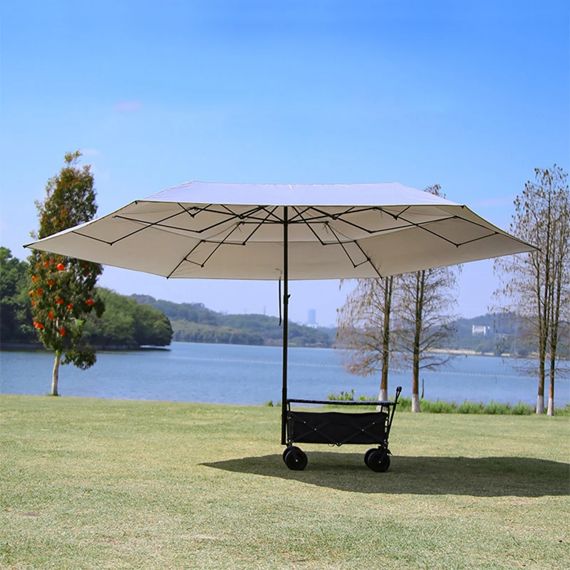 Parasol Beach Pool Easy Folding Metal Folding Wagon Cart Shading Garden Camping Umbrella For Outdoor Heat Insulation