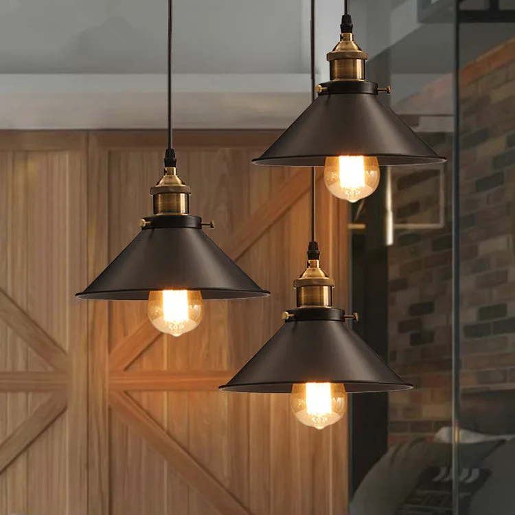 Chandelier Iron Retro Black Modern Lamp Simple Restaurant Bar Pendant Light 3 Pieces Industrial Style Hotel Decoration