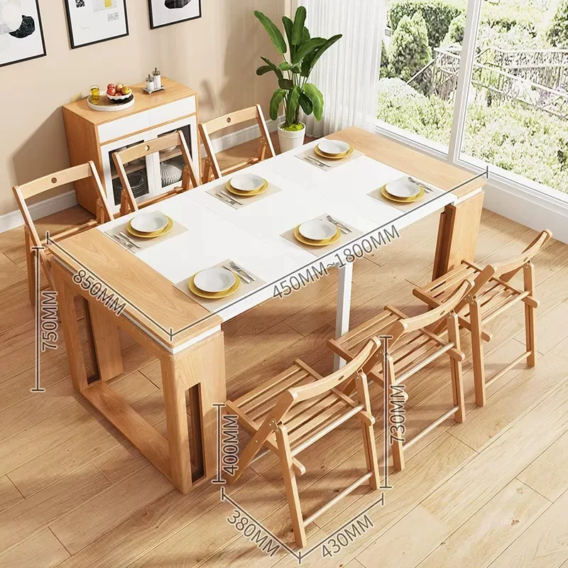 High Quality Creative Retractable Foldable Dining Table Modern Multifunctional Sideboard Dual Purpose Small Unit Dining Table