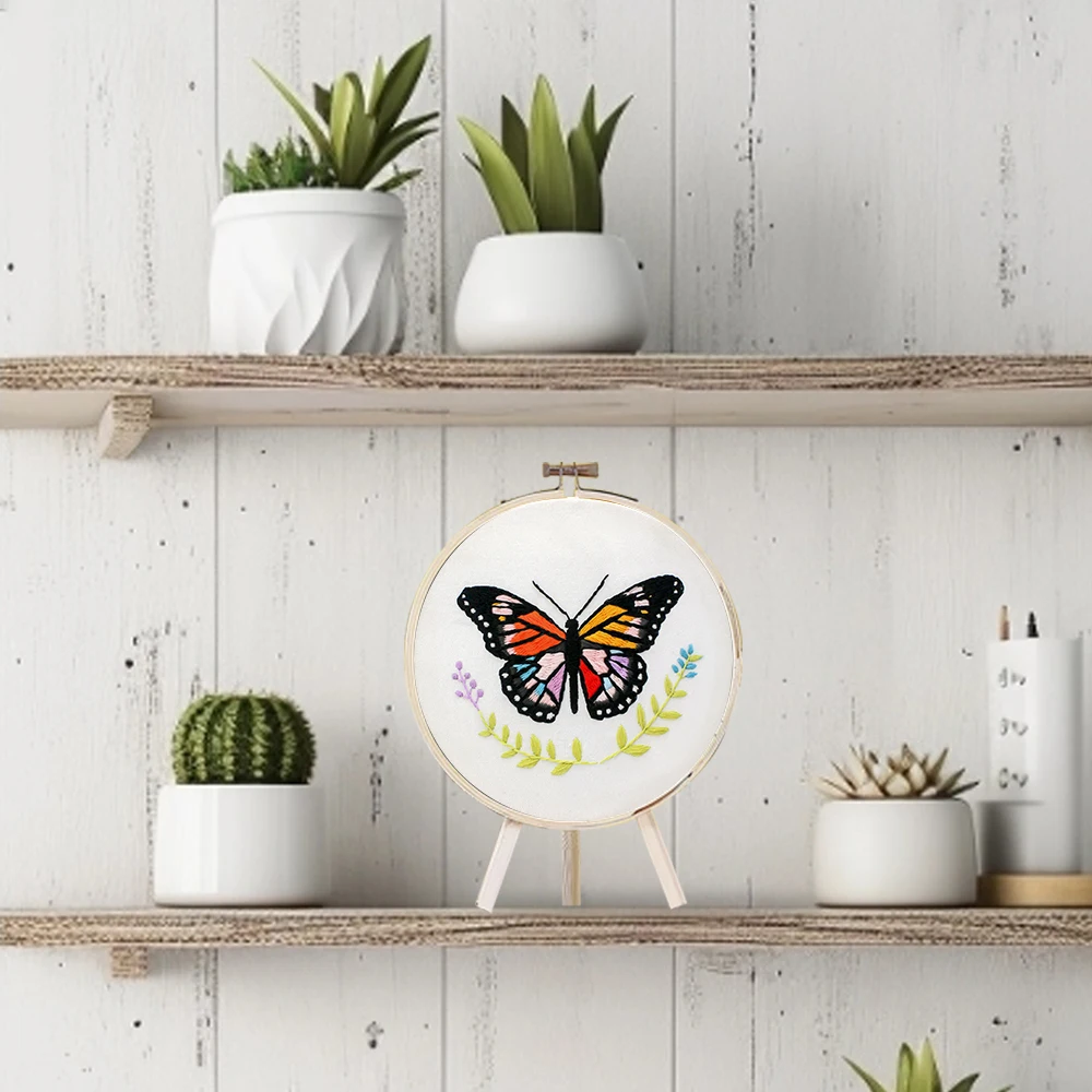 Factory DIY Green Leaf butterfly Practice Embroidery Set for Beginners Semi finished Handmade Cross stitch Decoration Crafts