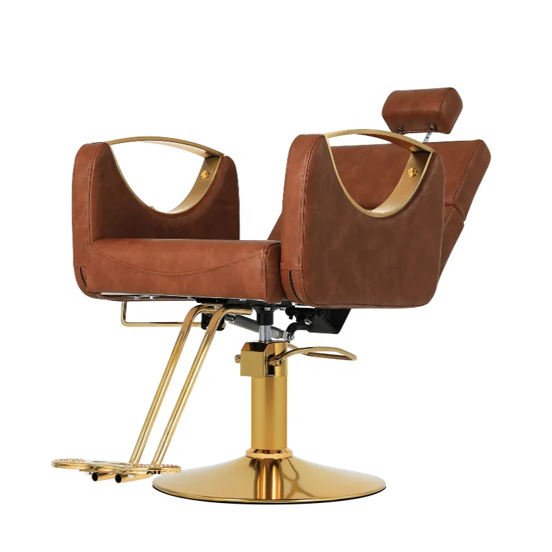 Wholesale custom modern fashion hair salon furniture gold brown salon chair reclinable chair for shaving eyelash