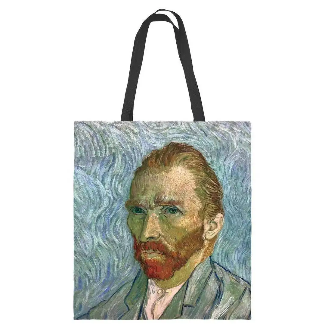 
2021 New Van Gogh Starry Sky Oil Painting Tote Bag Lady Canvas Bag Beach Bag 