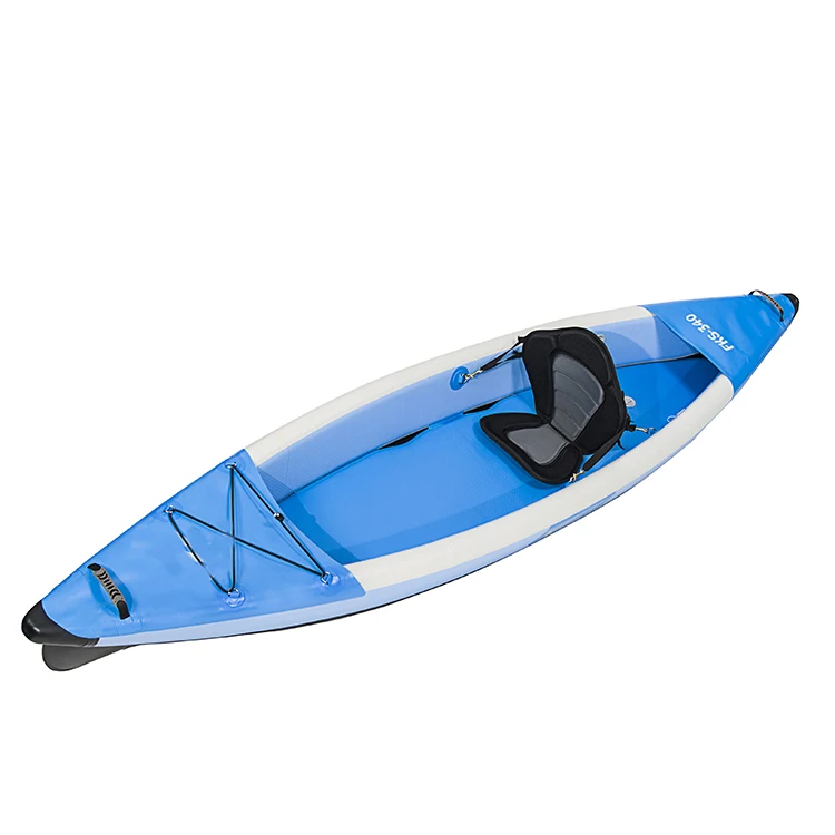 Blue Single One Person 340cm Drop stitch PVC Pedal Inflatable Single Seat Canoe Kayak for Fishing