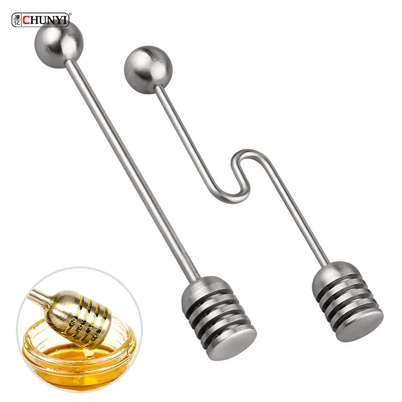 Kitchen Gadgets Honey And Syrup Wand Stainless Steel Honey Spoon For Honey Pot Jar Containers