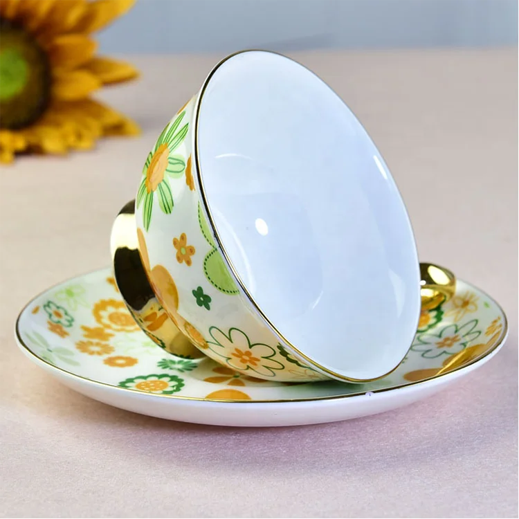 Whole Set Tea Cups and Saucers Cappuccino Cups Coffee Cups White Teacup Set