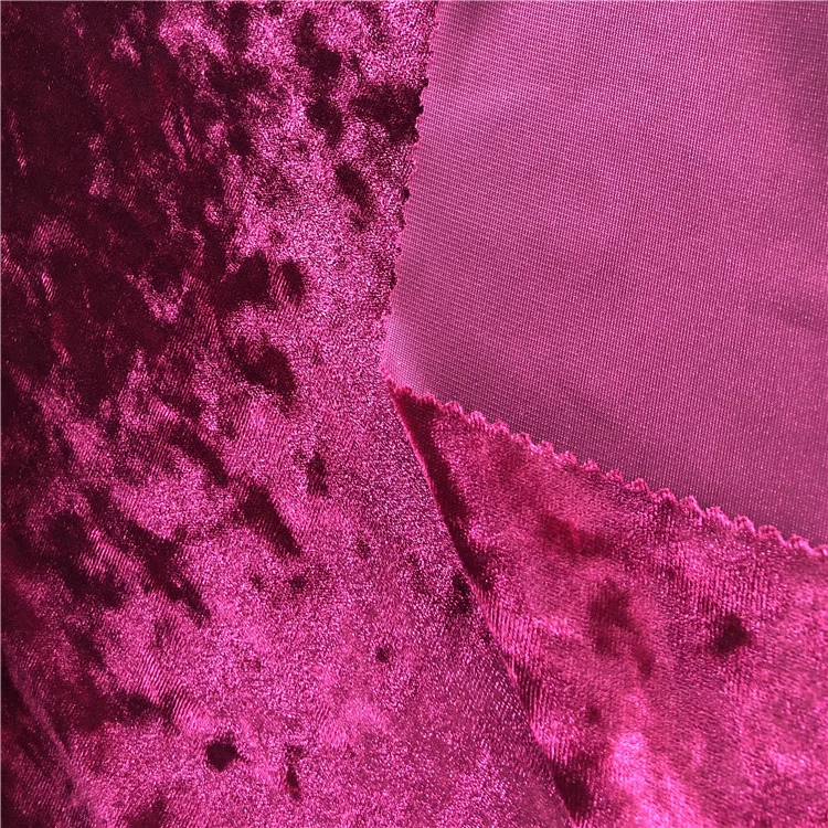 KS polyester spandex knitted warp 4 way stretch crushed ice velvet dress fabric with for clothing