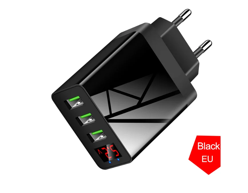 
EU US UK /AU Plug 18W QC3.0 3 USB Ports Mobile Phone Fast Travel Wall Charger 5V 3.4A with LED display 