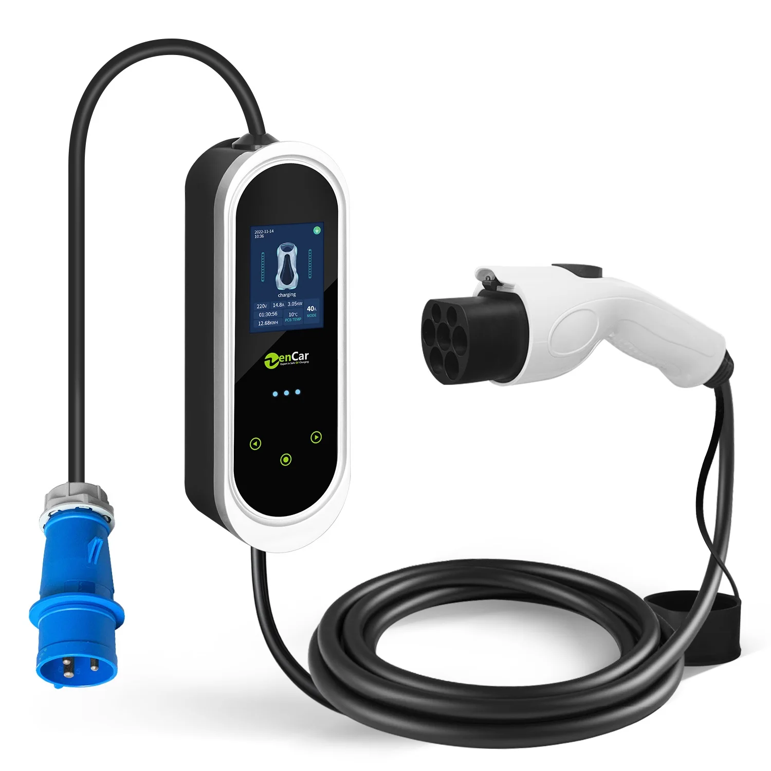 ZenCar 32A E-Pro ev charger GB/T 7.4kw portable car charger with Type B RCD DC 6mA wall mounted home ev charging level 2