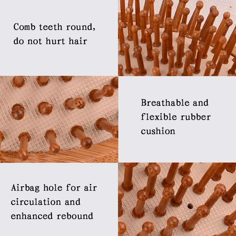 Wholesale  Customized bamboo handle hair brush boxed set bamboo Needle Bamboo Hair Brush Set