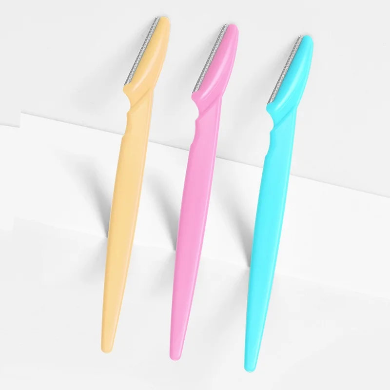 Women Facial Makeup Tools Stainless Steel Blade Eyebrow Razor Trimmer With Cover