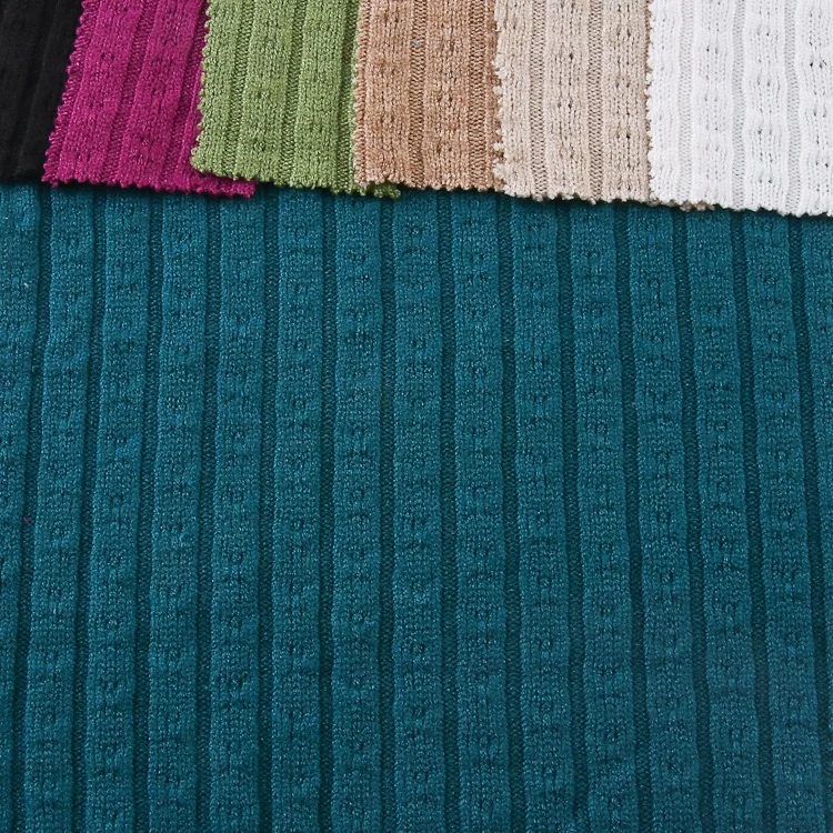 CustomTR rayon poly nylon knitting heavy spun ribbed hacci jacquard fabric for garment