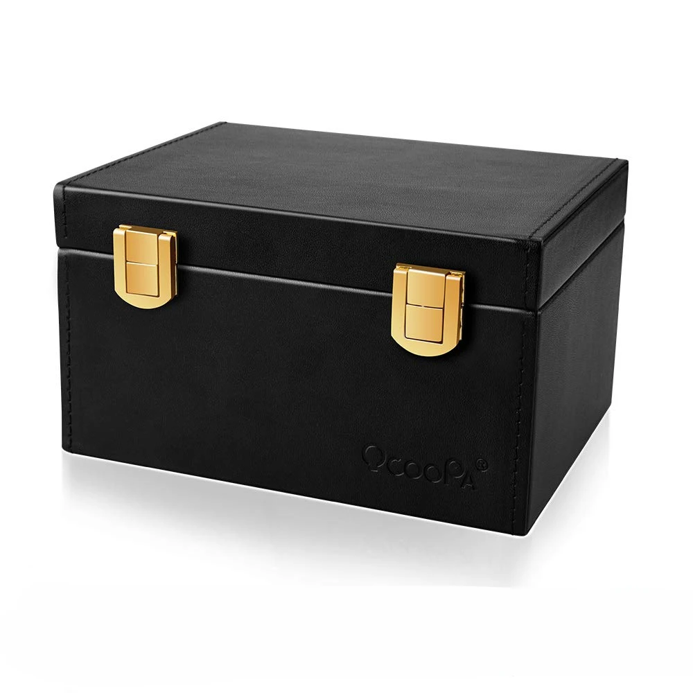 Factory Wholesale Black Leather RFID Car Key Safe Box, RFID Blocking Faraday Box