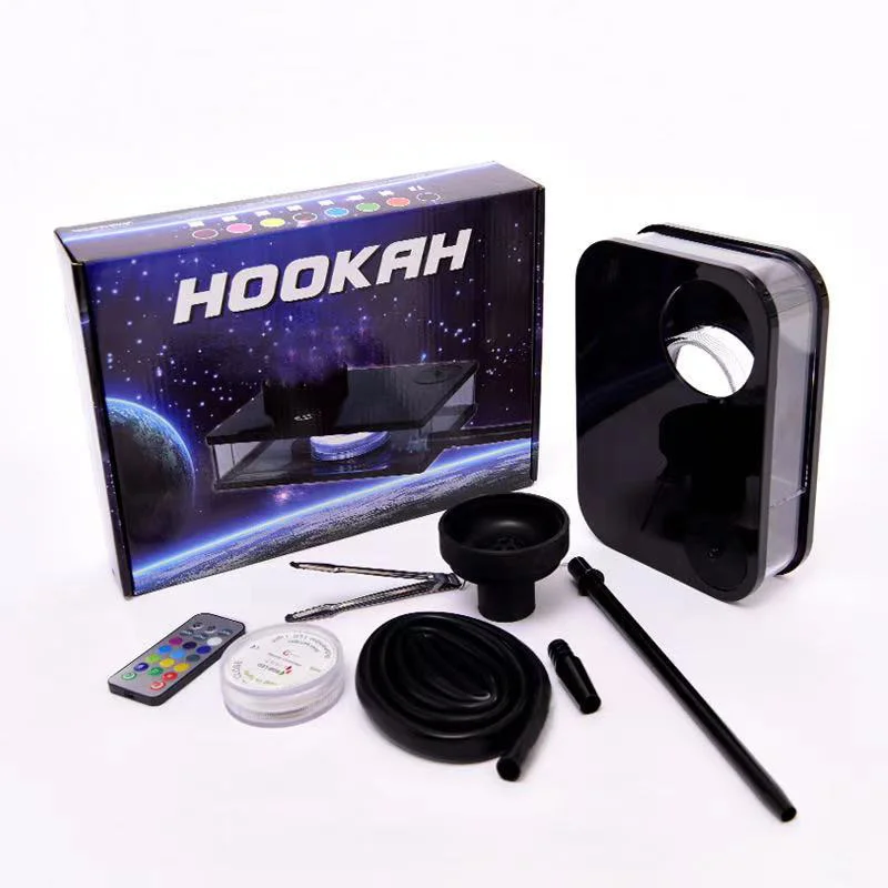 Wholesale New Portable LED Custom Logo Hookah Chinese Suppler Shisha with Light for Bar Smoke Less MOQ