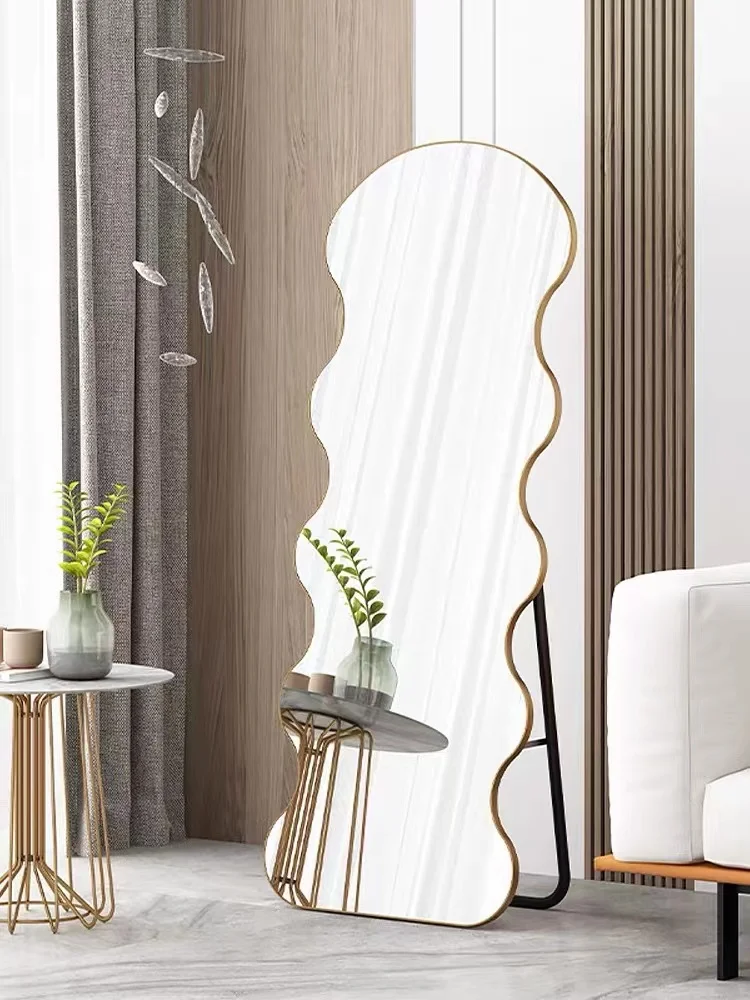 Waved Full-length Manufacturers Aluminum Alloy Wholesale Household Full Body Bedroom Shower Hanging Wall Mirror