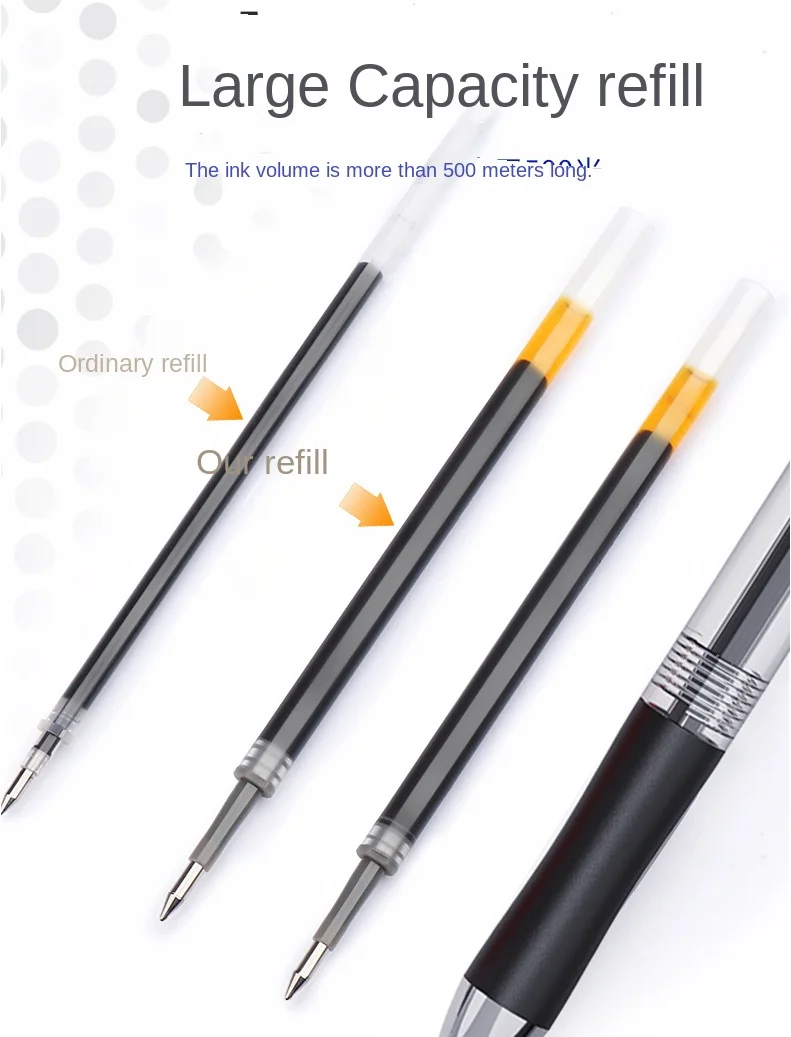 Factory wholesale K35 Press gel pen 0.5 Bullet large capacity carbon signature roller ball pen refill student stationery_14