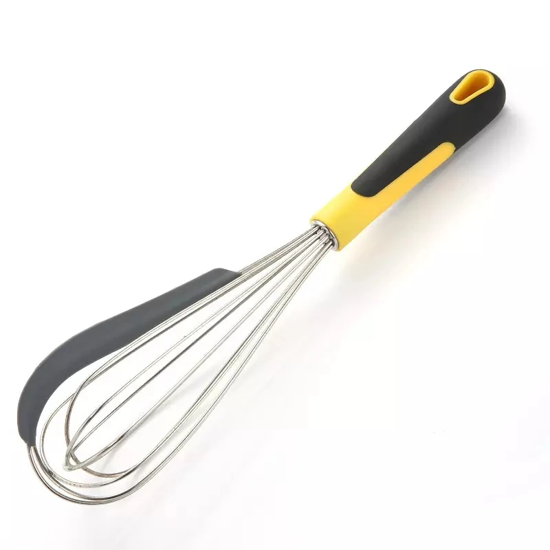 High Quality Whisk With Silicone Narrow Handle Stainless Steel Egg Whisk Heat Resistant Silicone Scraper