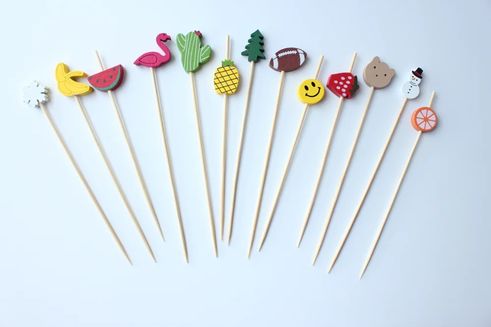 Jimao Hamburger Burger Tropical Cactus Decorative Food Toothpicks Cocktail Picks For Appetizers 4.7in 100pcs