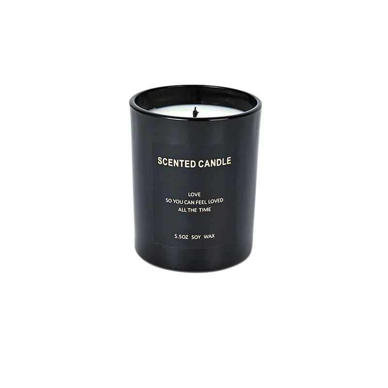 Luxury Custom Matte Black Glass Scented Candle Private Label With Customized Packaging For Gift Home Decor