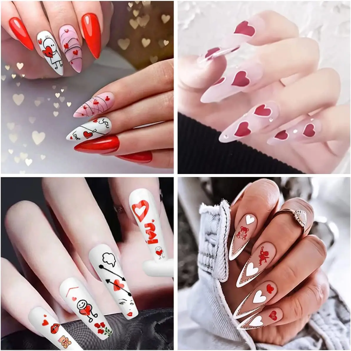 Private Label DIY Nail Art Decoration 3D Self-Adhesive Water Decals Embossed Custom Semicured Gel Valentines Day Nail Sticker