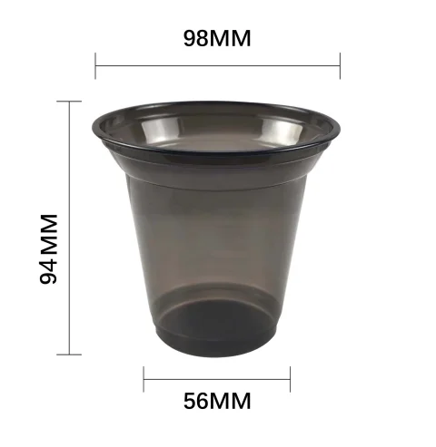 Factory Price 98mm Black PET Cup Ice Coffee Cold Drink Bubble Boba Tea Disposable Plastic Cups With Lid