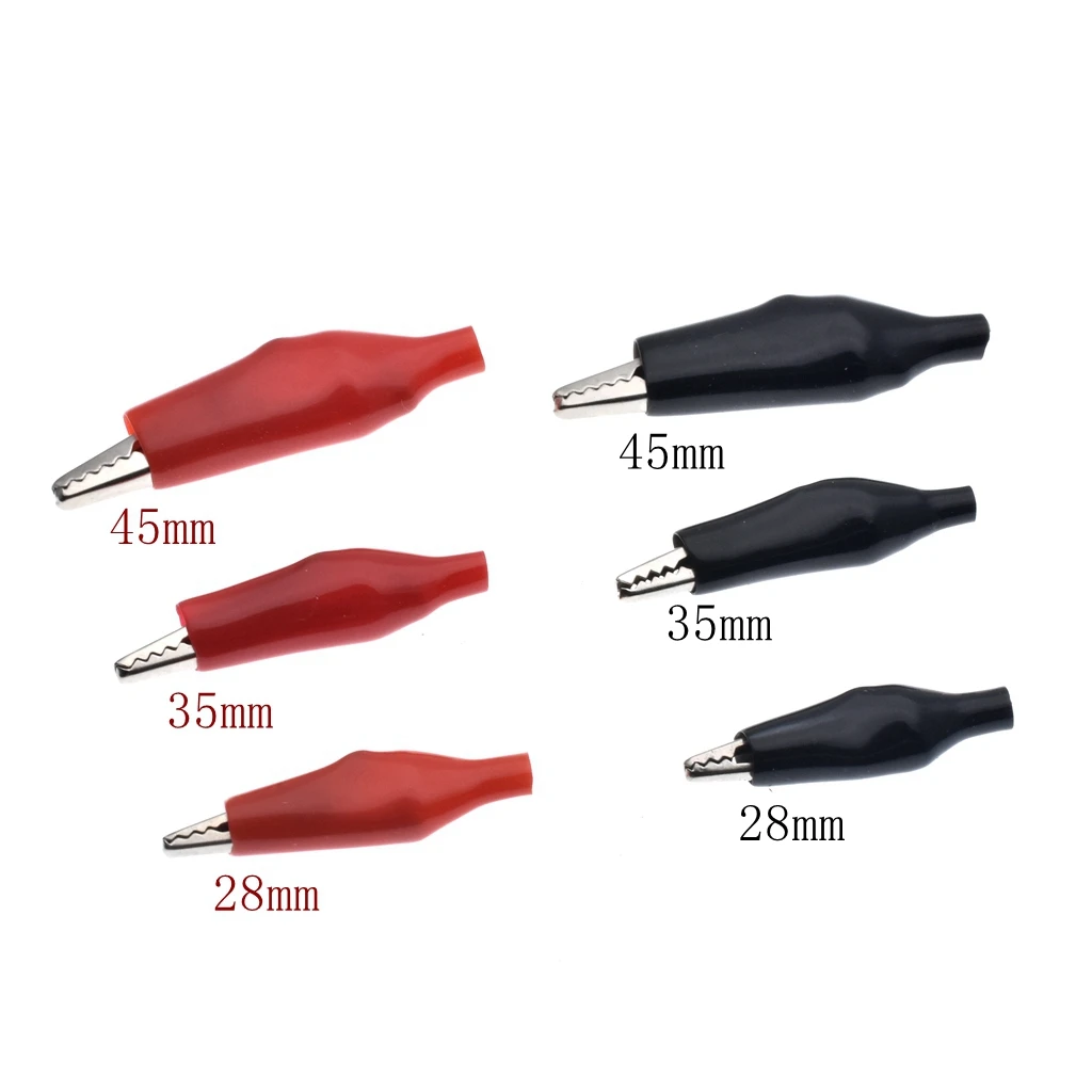 28MM 35MM 45MM Black Red Soft Plastic Coated Testing Probe Mini Alligator Test Clips