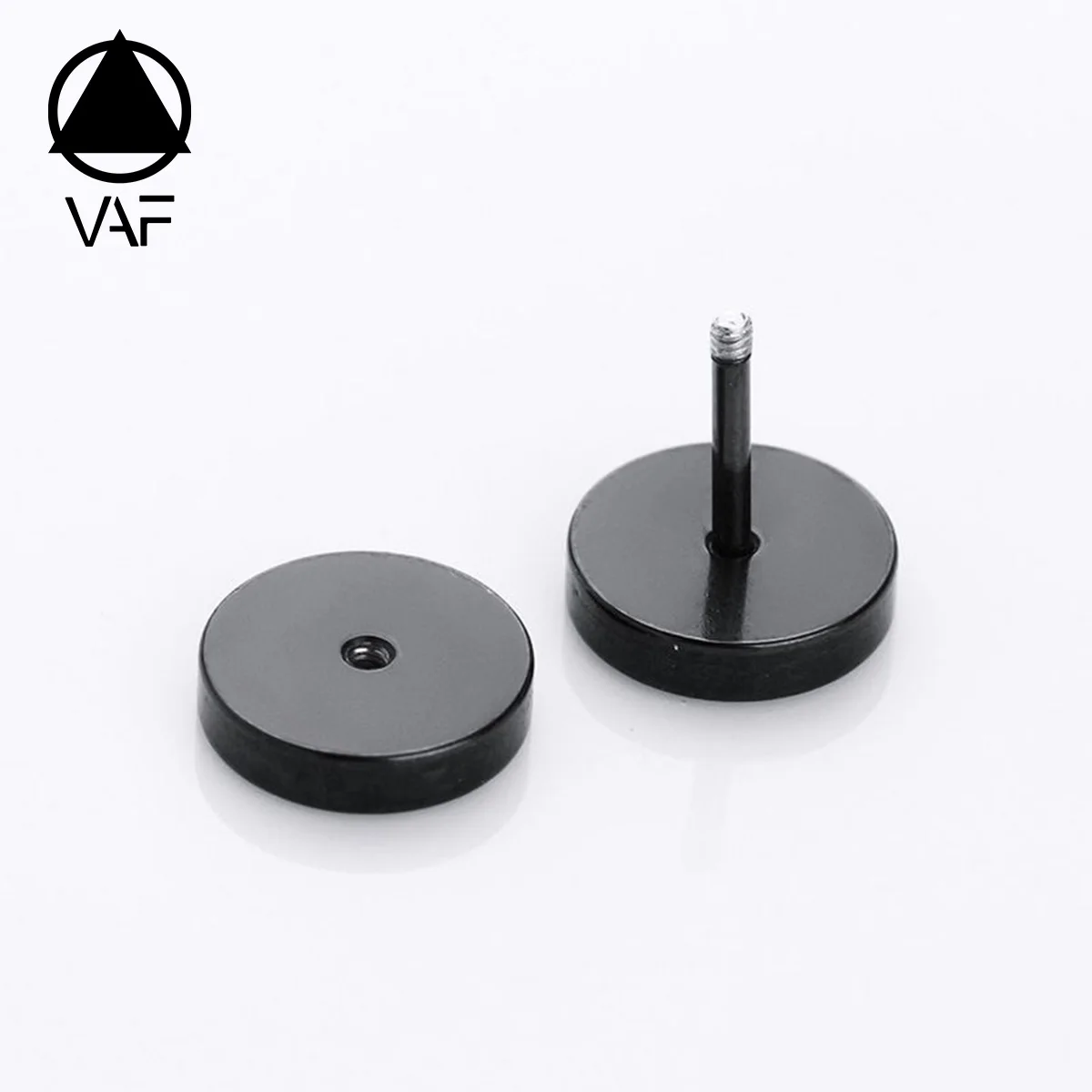 VAF Men Cool Punk Round Black Earrings Stainless Steel Ear Stud Piercing Earrings 3Mm - 14Mm