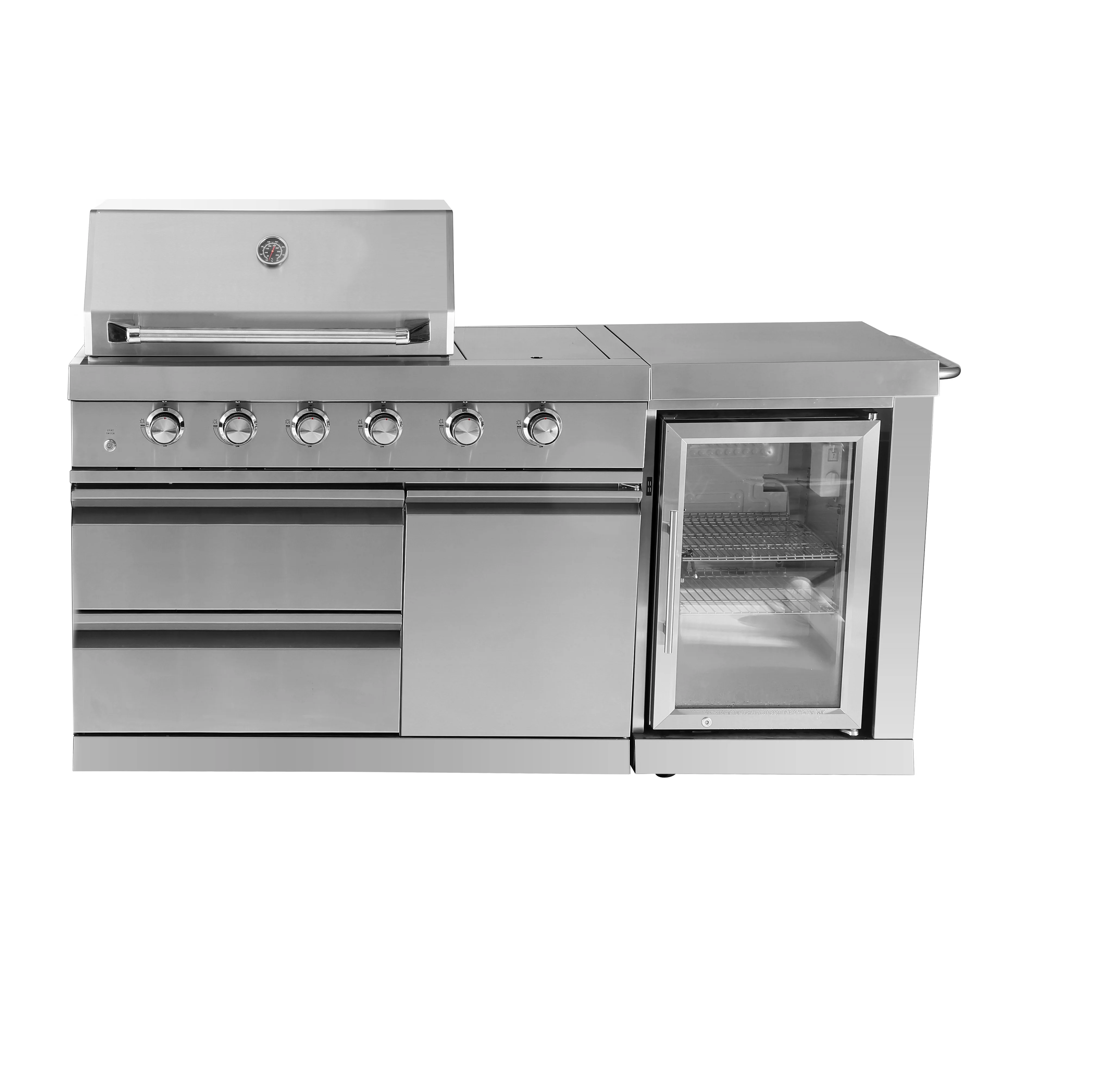 Hot Selling 4 Burner Stainless Steel Pizza Pan Outdoor Kitchen Bbq Gas Grill