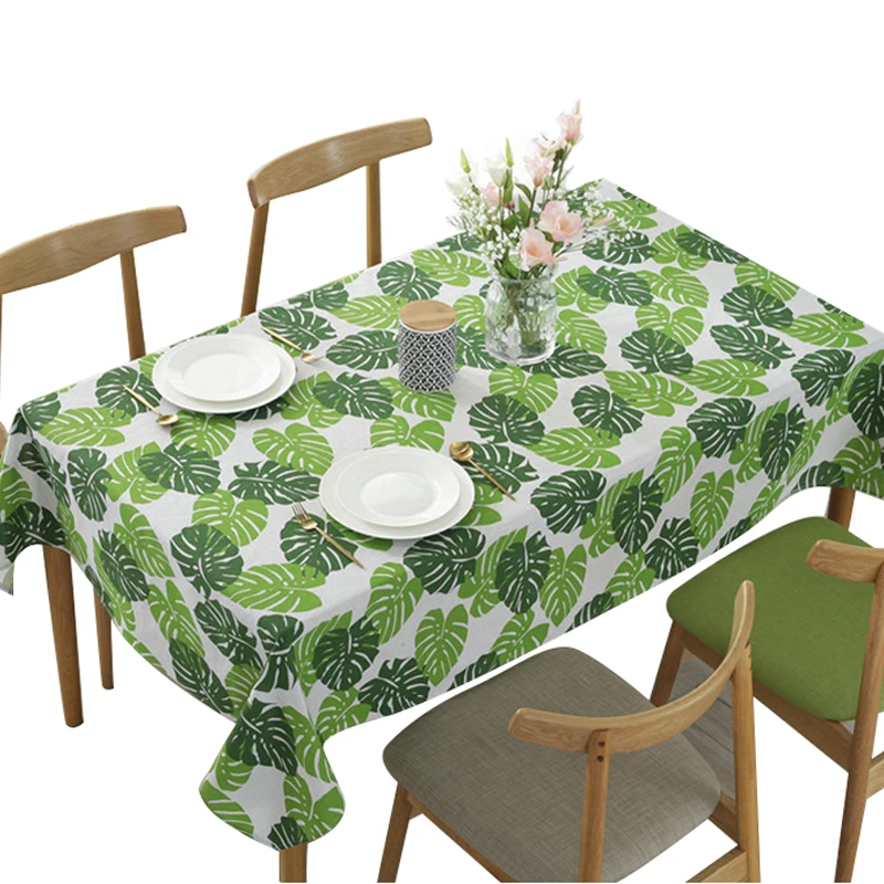 Нордическая зеленая хлопковая льняная скатерть monstera круглая квадратная Праздничная Свадебная украшение оптовая