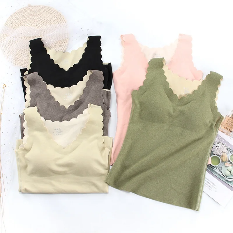 Suitable for autumn and winter Comfortable sleep vest Lady Breathable Seamless Soft Sexy Long Thermal Camisole
