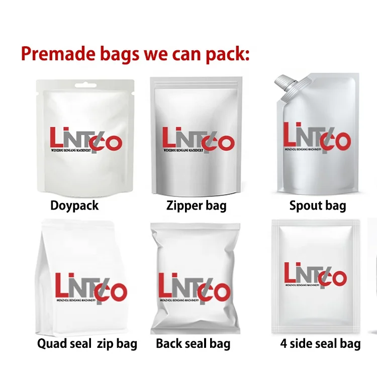 LINTYCO Automatic premade pouch bag rice nuts frozen food peanuts beans candy seeds dry fruits snack  Doypack packaging machine