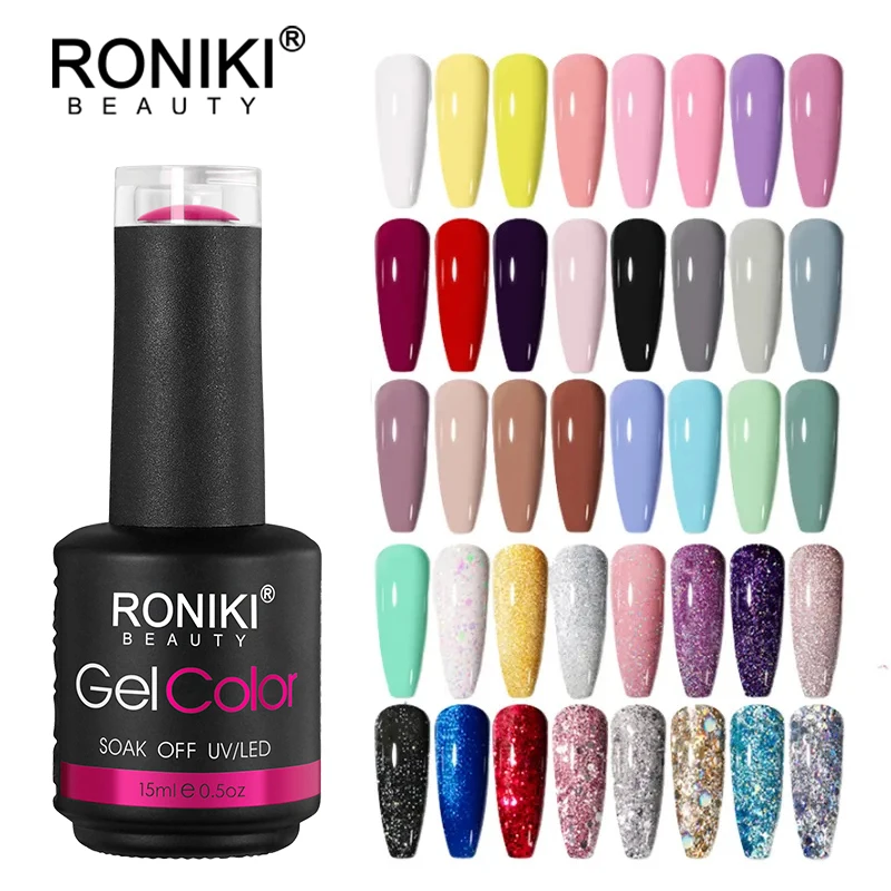 Гель-лак RONIKI 76 цветов оптовая продажа УФ-светодиодный индивидуальная этикетка лак флаконы для гель-лака 15 мл