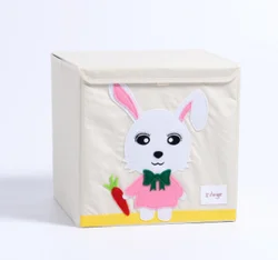 Organic Fabric Kids Toy Storage Box Collapsible Storage Organizer with Cover