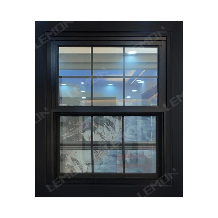 Hurricane resistant customize two ways opening american black and white vinyl aluminium double top hung windows
