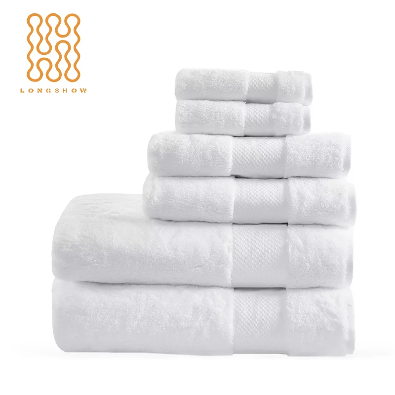 Premium Quality Soft and Absorbent bed Linen Luxury Custom white Cotton Hand Towels set for Bathroom